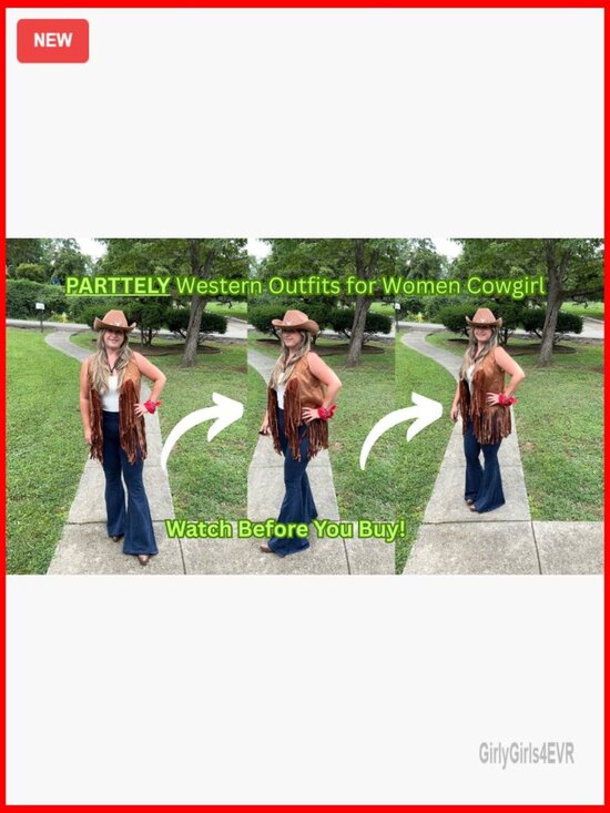 Western Cowgirl Fringe Vest Hat Bandana Set Faux Suede Adjustable main image 4